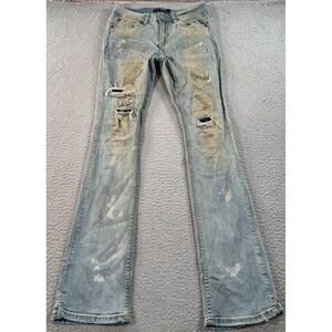 Serenede Jeans Women's 28x34 Blue Denim Straight Faded Stretch Distressed Grunge